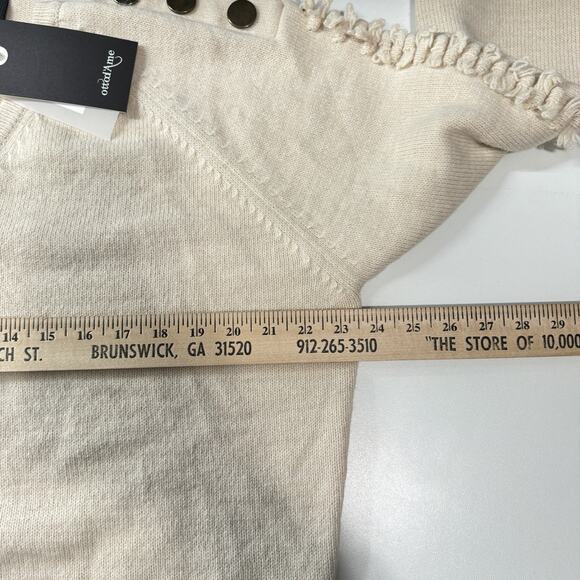 ottod'Ame Wool Blend Fringe Detail Sweater Sz 8 Beige Relaxed Boho Quiet Luxury - Picture 11 of 12